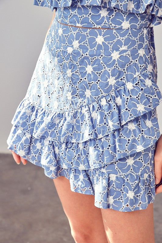 DO + BE COLLECTION Eyelet Ruffle Skirt