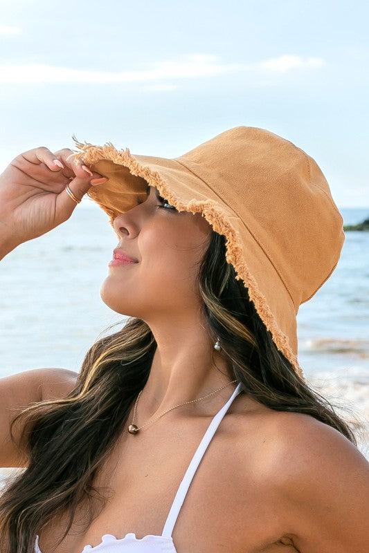 Frayed Edge Canvas Bucket Hat - Boho Soho