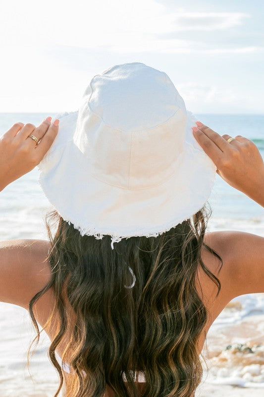 Frayed Edge Canvas Bucket Hat - Boho Soho