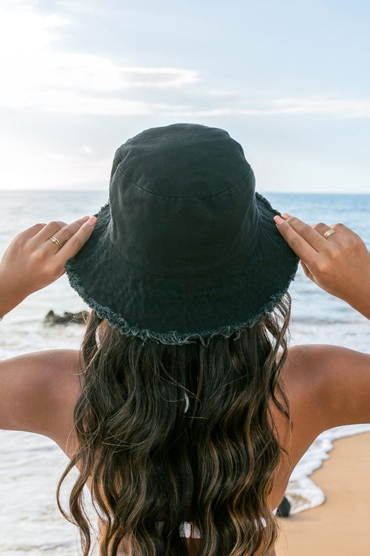 Frayed Edge Canvas Bucket Hat - Boho Soho