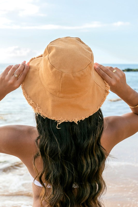 Frayed Edge Canvas Bucket Hat - Boho Soho