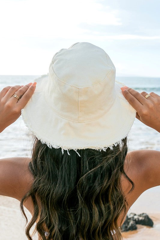 Frayed Edge Canvas Bucket Hat - Boho Soho