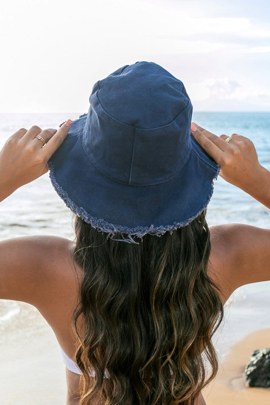 Frayed Edge Canvas Bucket Hat - Boho Soho