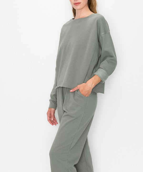 FABINA RECYCLED COTTON FRENCH TERRY TOP & JOGGER SET