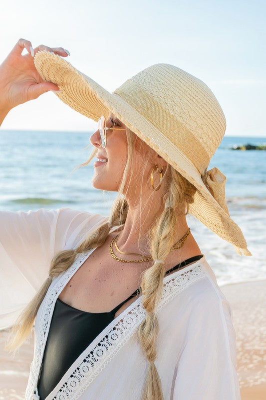 Scallop Edge Bow Accent Sunhat - Boho Soho