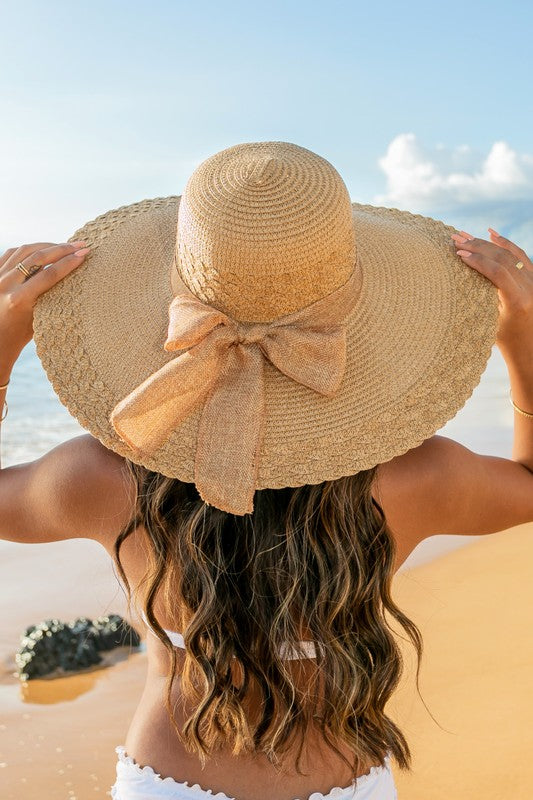 Scallop Edge Bow Accent Sunhat - Boho Soho