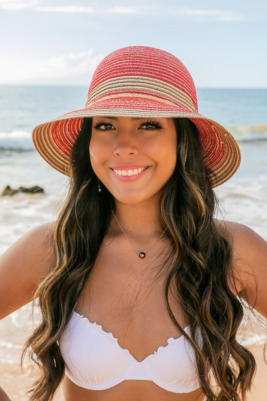 Multi-Stripe Bow Accent Bucket Sunhat - Boho Soho