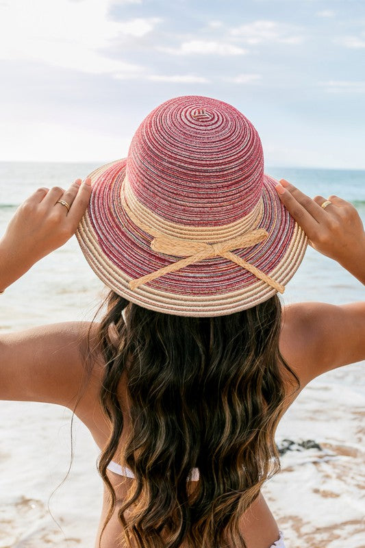 Multi-Stripe Bow Accent Bucket Sunhat - Boho Soho