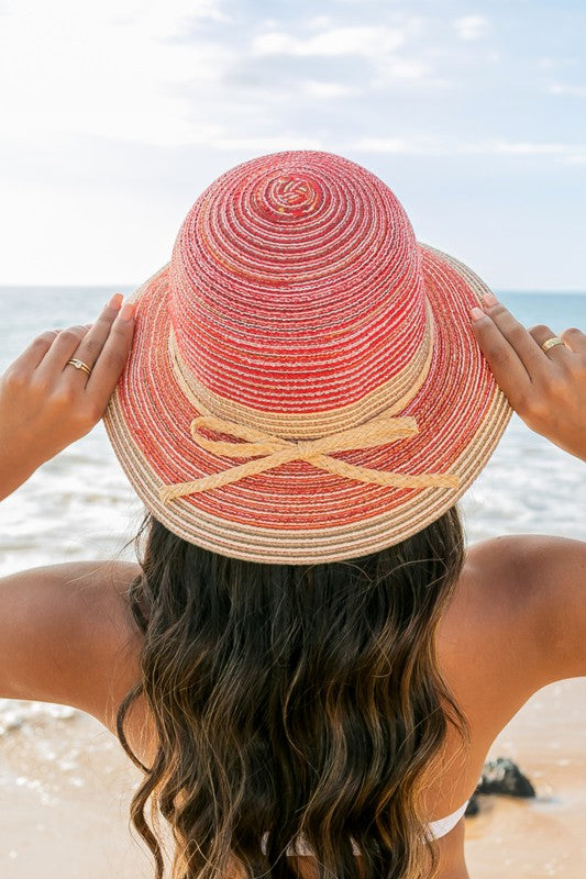 Multi-Stripe Bow Accent Bucket Sunhat - Boho Soho