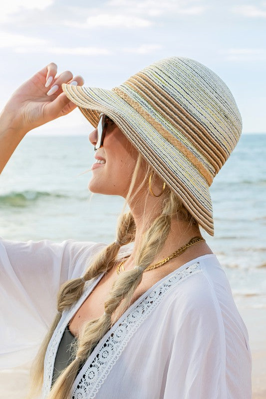 Multi-Stripe Bow Accent Bucket Sunhat - Boho Soho