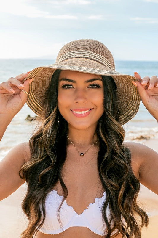 Multi-Stripe Bow Accent Bucket Sunhat - Boho Soho