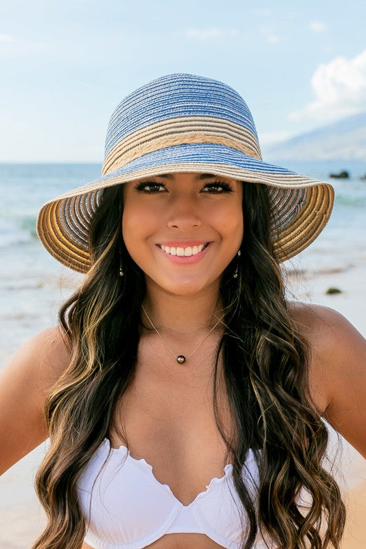 Multi-Stripe Bow Accent Bucket Sunhat - Boho Soho