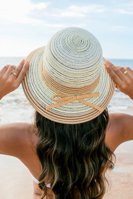 Multi-Stripe Bow Accent Bucket Sunhat - Boho Soho