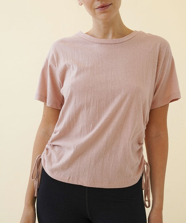 FABINA SIDE SHIRRED CROP RECYCLED COTTON TOP