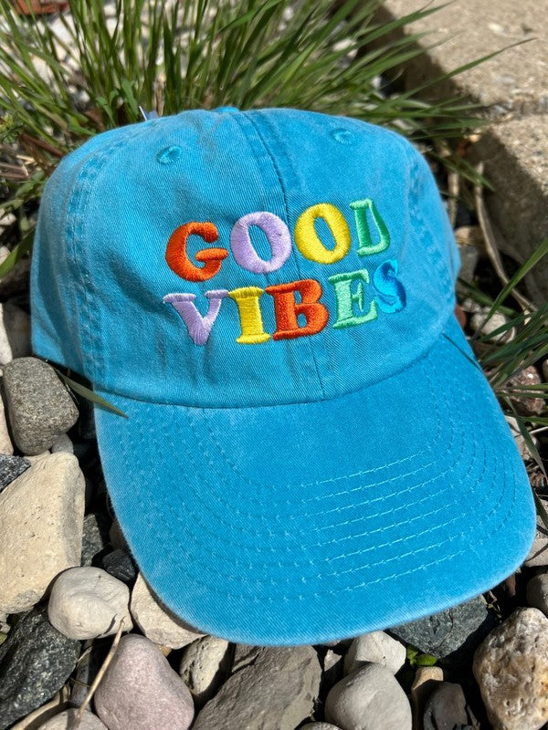 Colorful GOOD VIBES Embroidered Hat