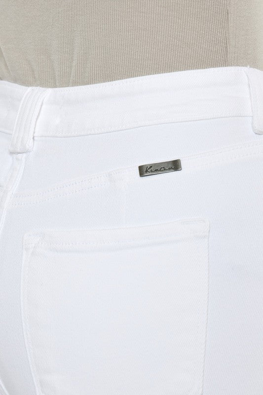 Kan Can High Rise White Flare Jeans