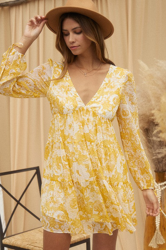 Endless Blu Floral Flowy V-Neck Tiered Mini Dress - Final Sale | Boho Soho Endless Blu Floral Flowy V-Neck Tiered Mini Dress - Final Sale | Boho Soho