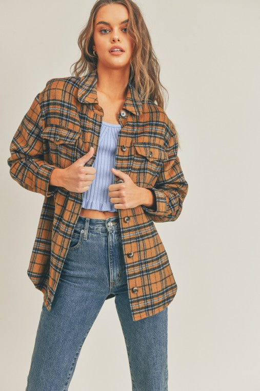 Lush Clothing Plaid Flannel Shacket