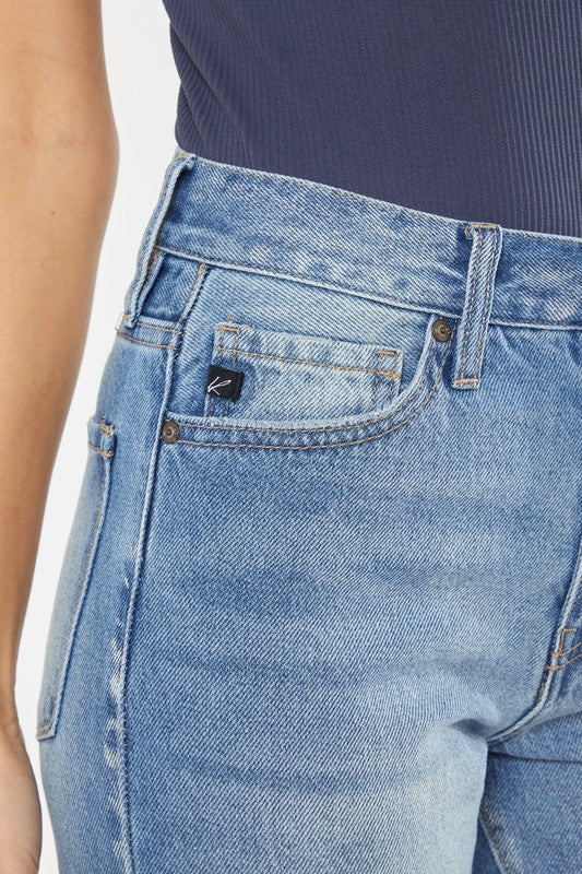 Kan Can High Rise Distressed Mom Jeans