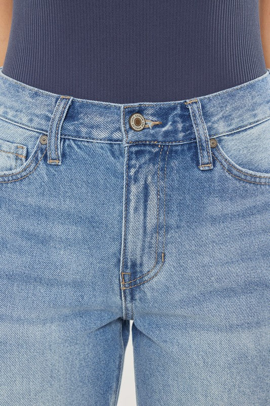Kan Can High Rise Distressed Mom Jeans