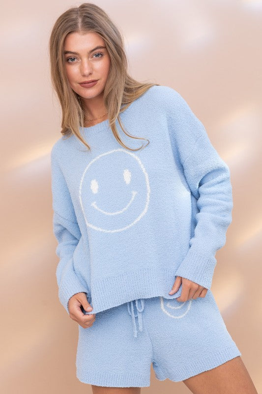 Blue B Smiley Print Cozy Soft Top w/Shorts Set