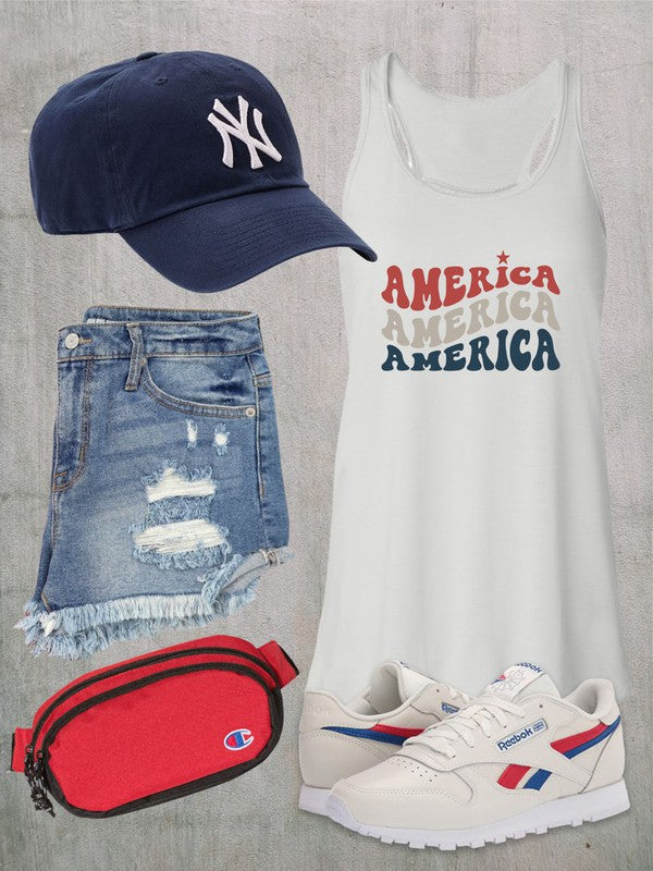 Groovy Merica Patriotic Flowy Tank