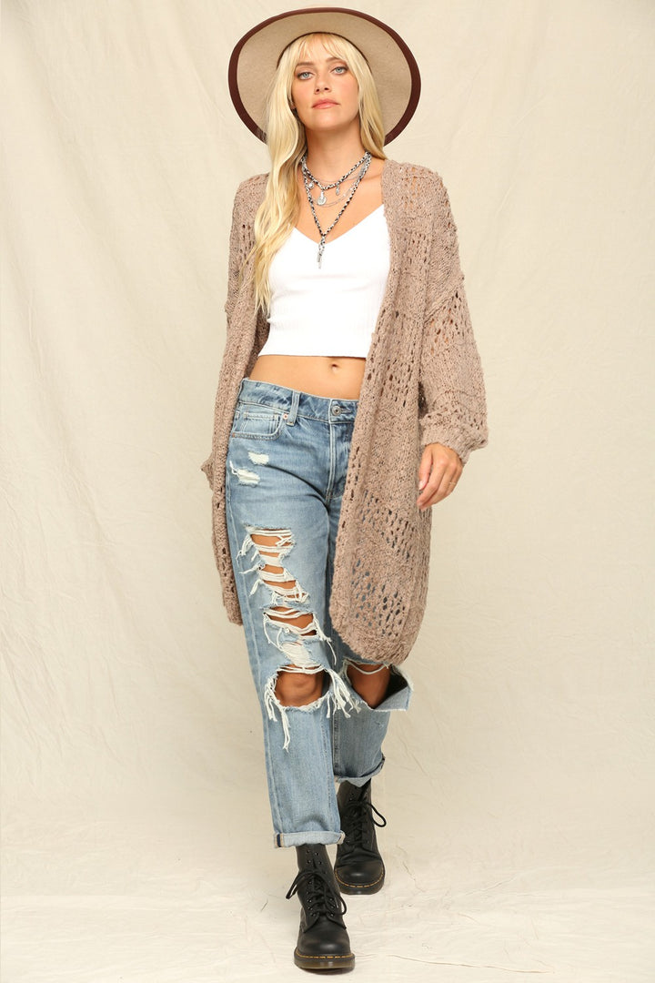 SOFT OPEN KNIT OVERSIZED LONG CARDIGAN - Boho Soho