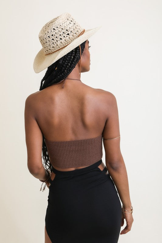 Lace-Up Halter Knit Bralette - Boho Soho