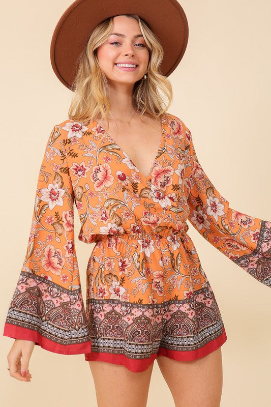 Timing Boho Brunch Floral Print Romper