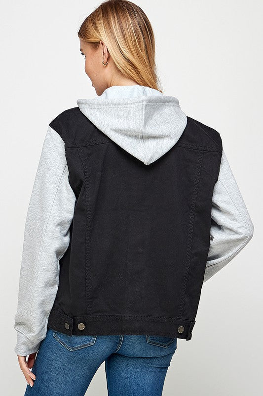 Women's Denim Jacket with Fleece Hoodie - Boho Soho