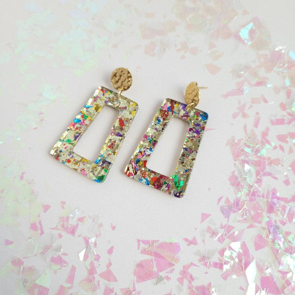 Avery Glitter Trapezoid Earrings