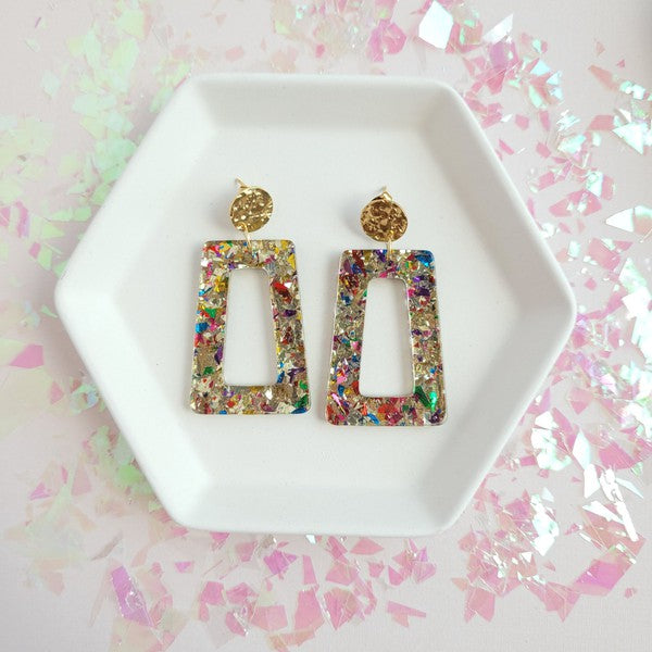 Avery Glitter Trapezoid Earrings