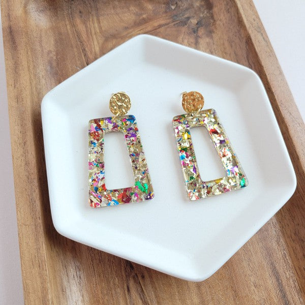 Avery Glitter Trapezoid Earrings