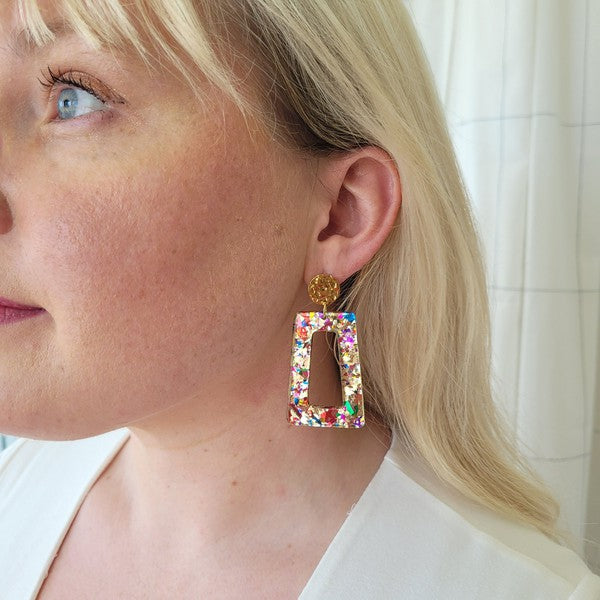 Avery Glitter Trapezoid Earrings