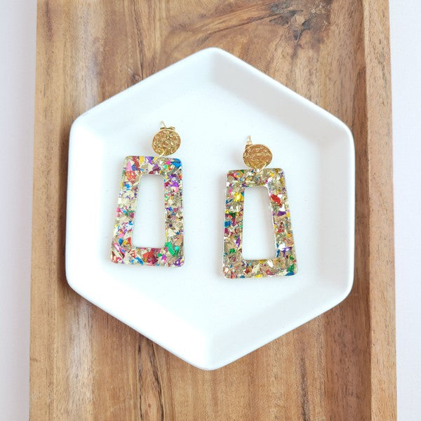 Avery Glitter Trapezoid Earrings