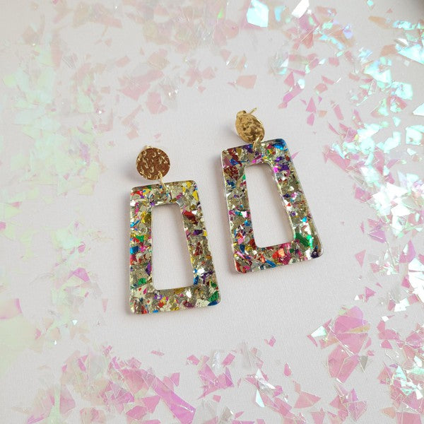 Avery Glitter Trapezoid Earrings