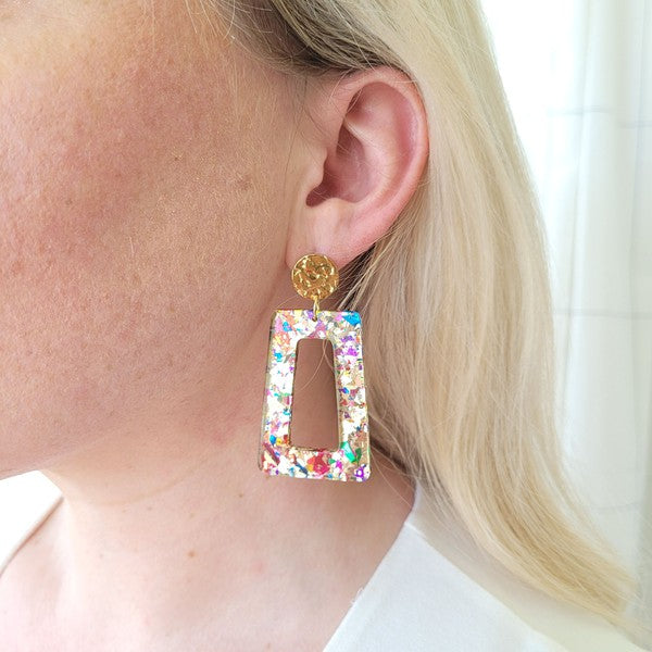 Avery Glitter Trapezoid Earrings