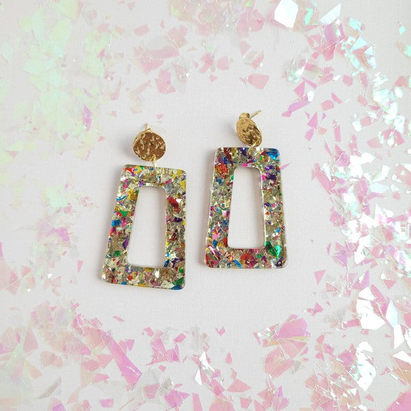 Avery Glitter Trapezoid Earrings