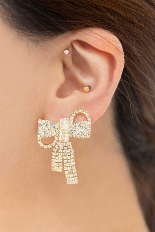 Crystal Bow Earrings - Boho Soho