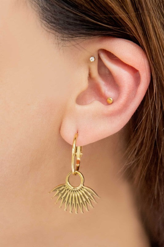 Palm Drop Hoop Earrings - Boho Soho