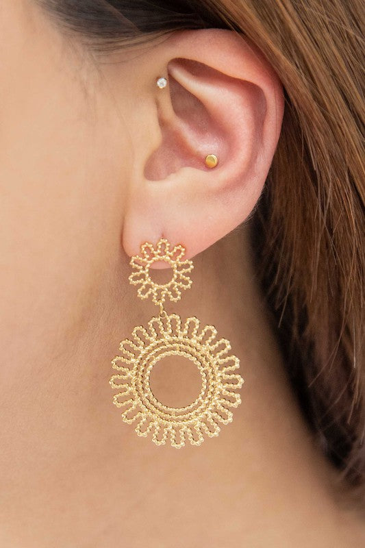 Lace Flower Drop Earrings - Boho Soho