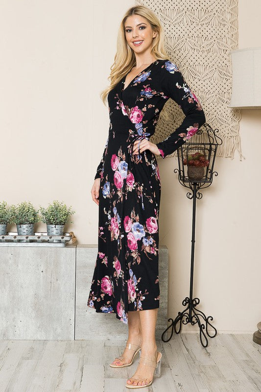 Floral Maxi Wrap Dress | Boho Soho Floral Maxi Wrap Dress | Boho Soho