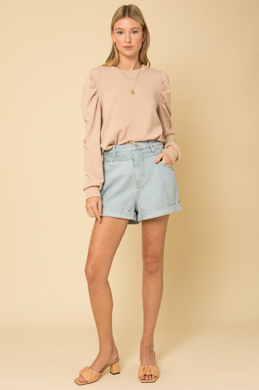 Gilli Long Sleeve Top W/Puff Sleeves