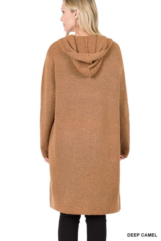 Zenana Hooded Open Front Cardigan