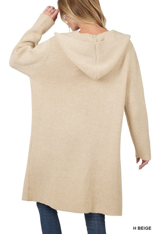 Zenana Hooded Open Front Cardigan