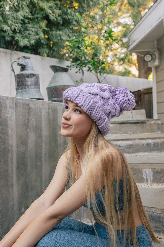 Handmade Oversized Chunky Knit Pom Beanie