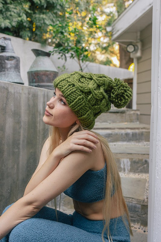 Handmade Oversized Chunky Knit Pom Beanie