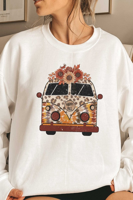 HAPPY FALL VINTAGE BUS GRAPHIC SWEATSHIRT