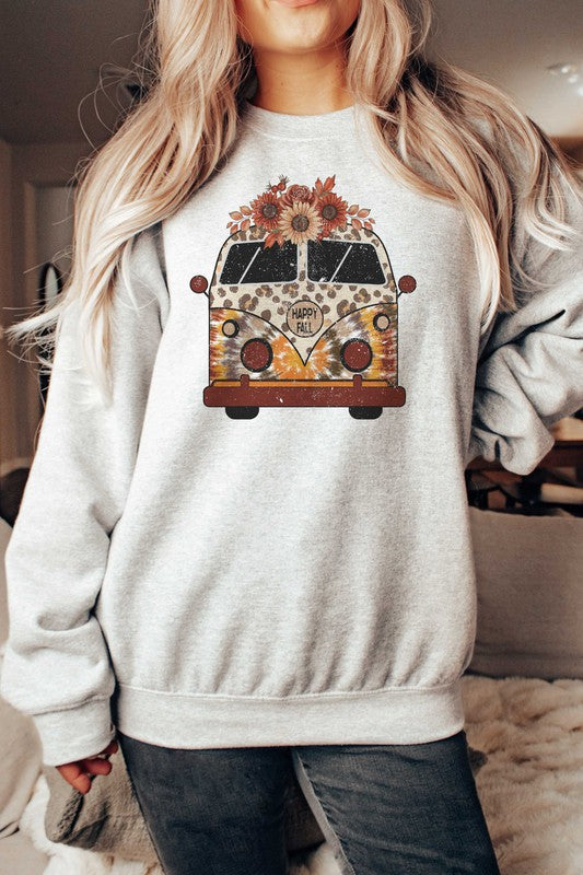 HAPPY FALL VINTAGE BUS GRAPHIC SWEATSHIRT