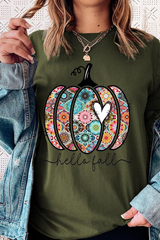 Boho Hello Fall Pumpkin Tee